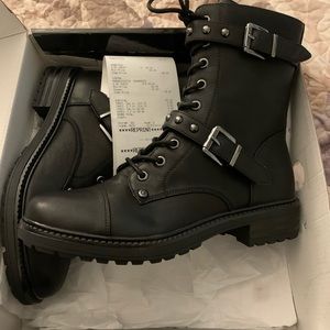 Black combat boots